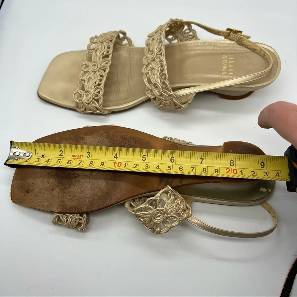 Stuart Weitzman Vintage Cream Square Toe Sandals - Picture 8 of 10